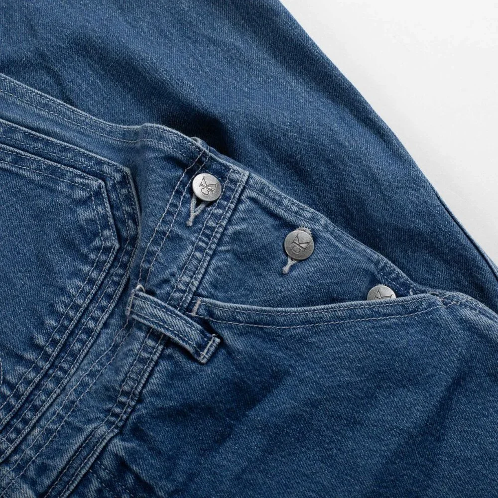 Calvin Klein Denim Overalls Pants tapered slim leg Size Small - Picture 7 of 12